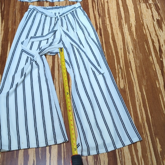 Windsor Striped White and Black Crop Top and Palazzo Pant Set - Picture 6 of 8